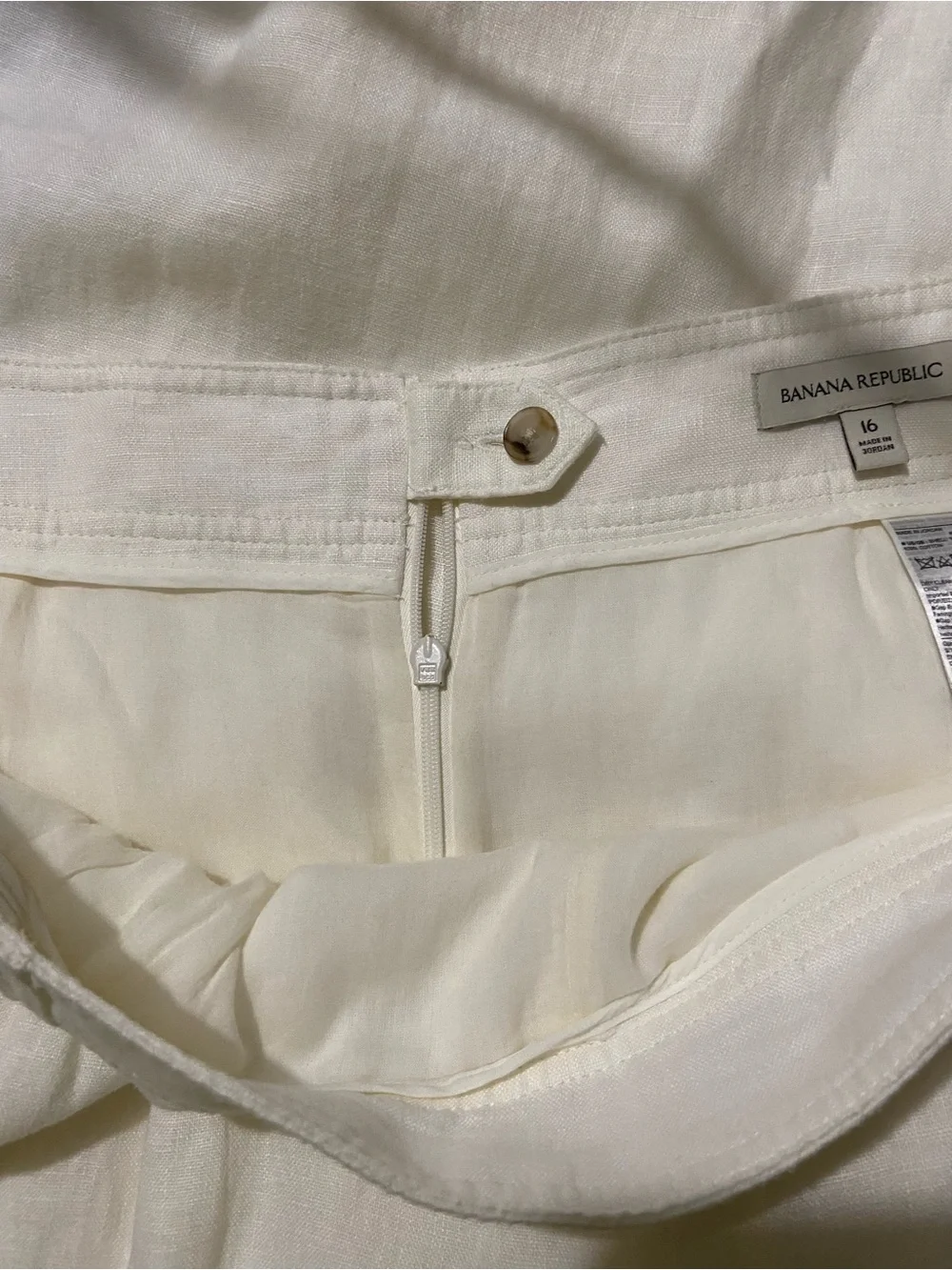 Banana Republic Minna Extra Wide-Leg Linen Pant Off White Sz 16